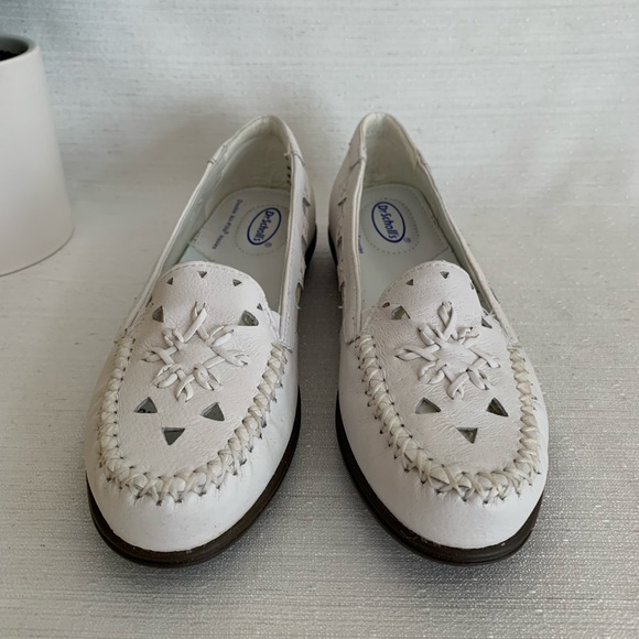 New Dr.Scholl’s White Leather Slip On Moccasin Loafers Women’s 5.5M - Picture 4 of 12